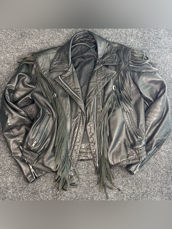 Harley-Davidson Jackets & Blazers - Harley-Davidson-esque Black Leather Fringe Motorcycle Jacket